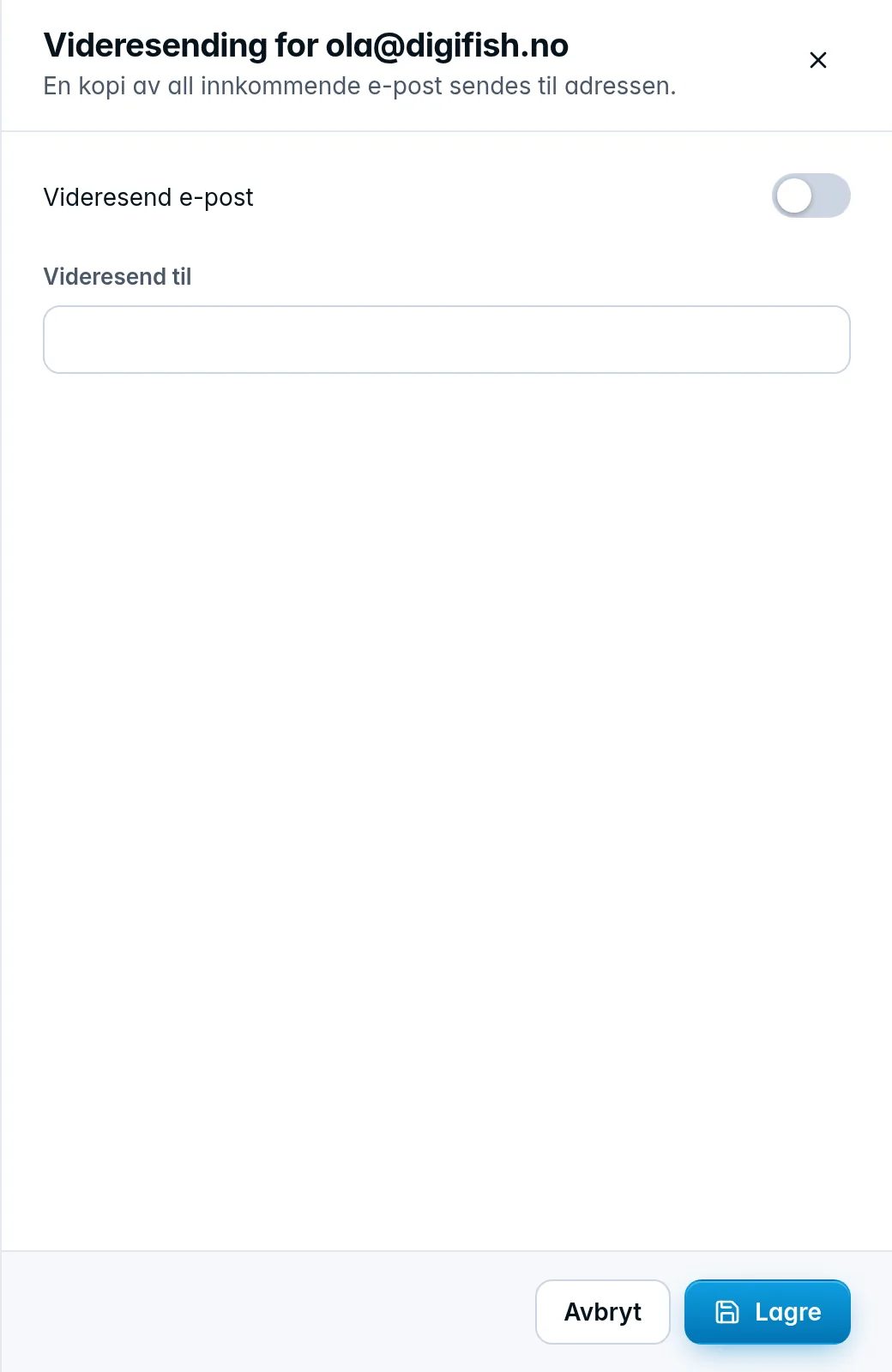 Skuffen for videresending med bryter og adresse