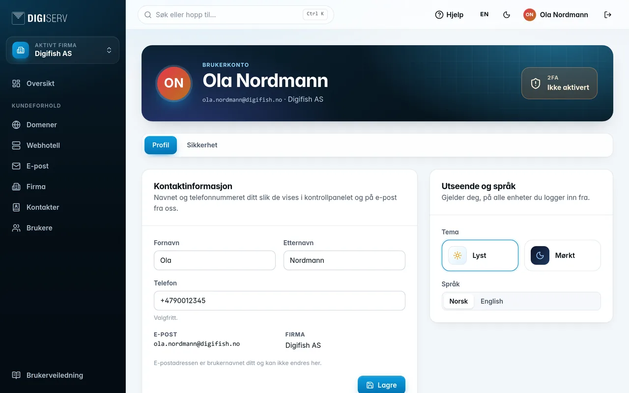 Min profil med fanen Profil